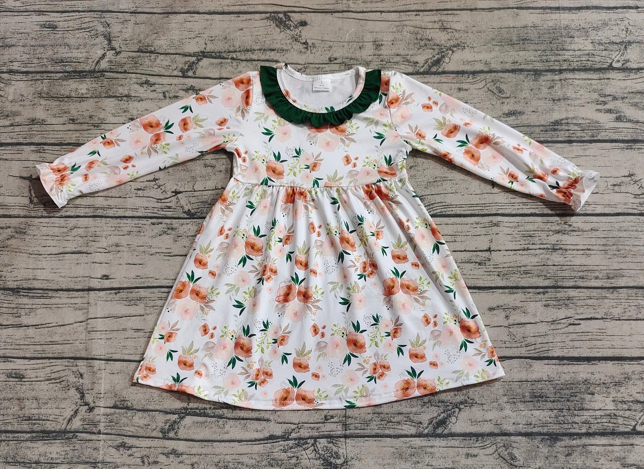 Baby Girl Long Sleeves Flower Fall Knee Length Dress