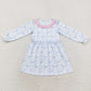 Baby Girl Kids Toddler Blue Bows Flower Sibling Dress Romper Set RTS