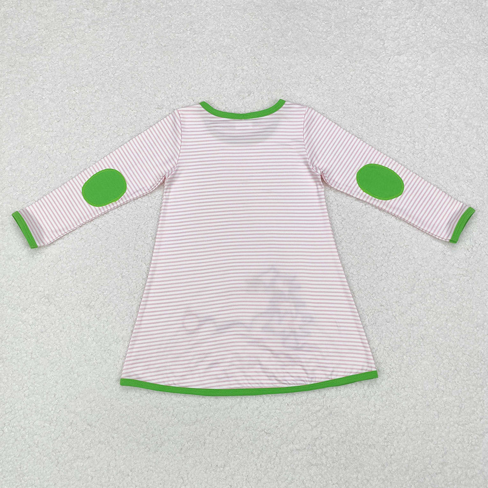 Baby Boy Girl Sibling Christmas Stripes Embroidery Tree Stripes Shirt Dress