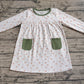 Baby Girl Long Sleeves Ducks Green Pockets Dress