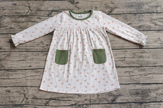 Pre-order Baby Girl Ducks Green Pockets Dress