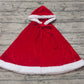 Baby Girl Christmas Red Velvet Hooded Tops Cloak