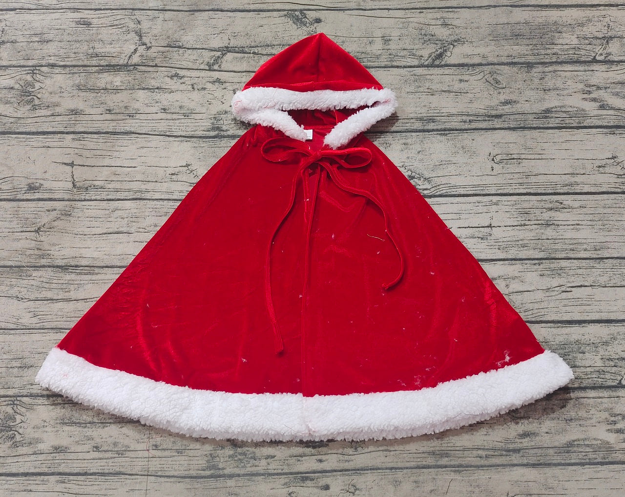 Baby Girl Christmas Red Velvet Hooded Tops Cloak