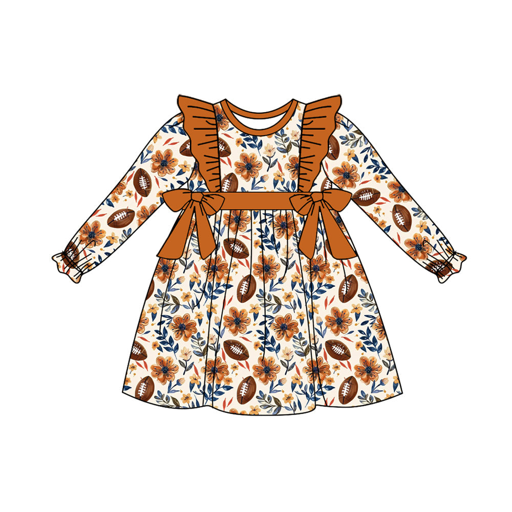 Pre-order Baby Girl Fall Football Flower Dress