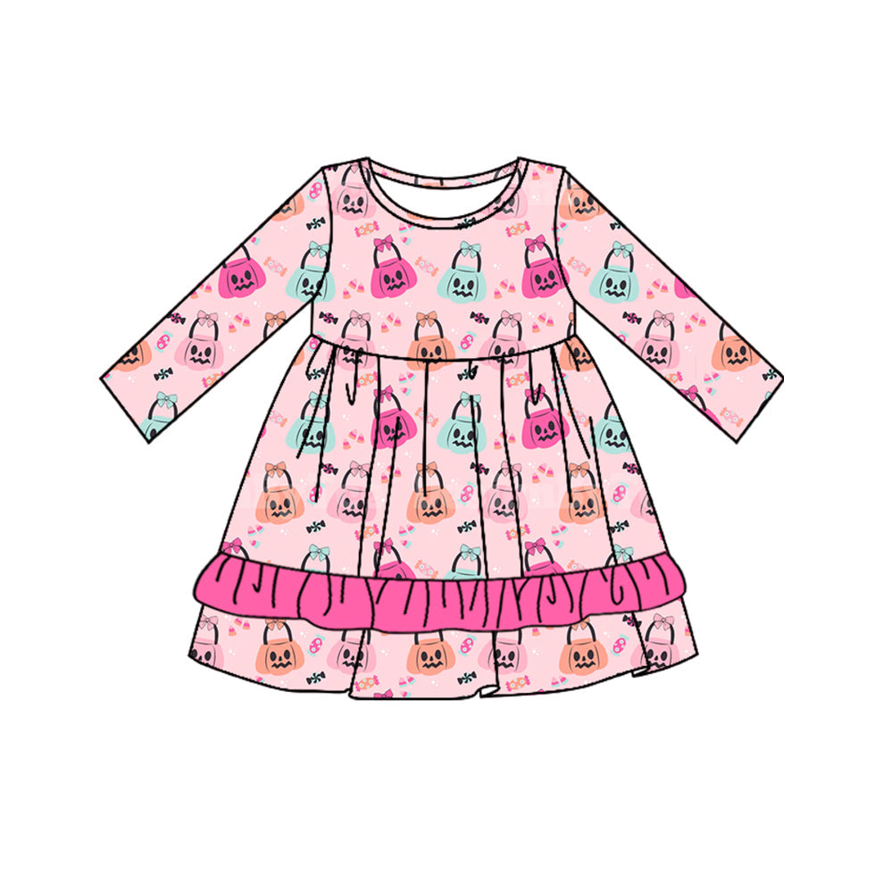 Pre-order Baby Girl Pink Halloween Pumpkin Dress