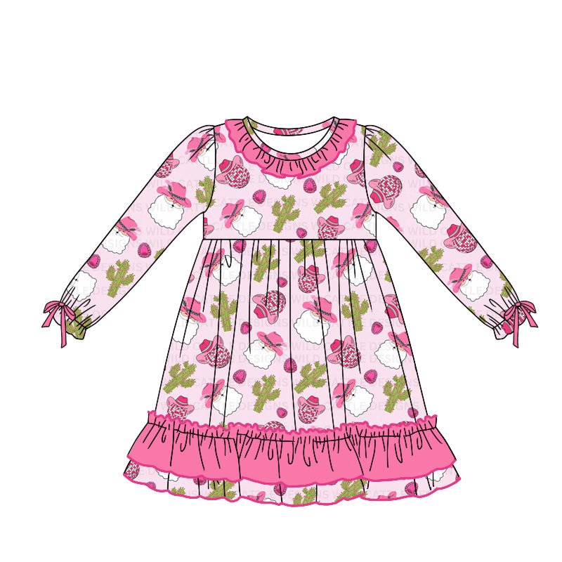 Pre-order Baby Girl Christmas Santa Cactus Western Dress