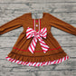 Baby Girl Long Sleeves Brown Gingerbread Bow Christmas Dress