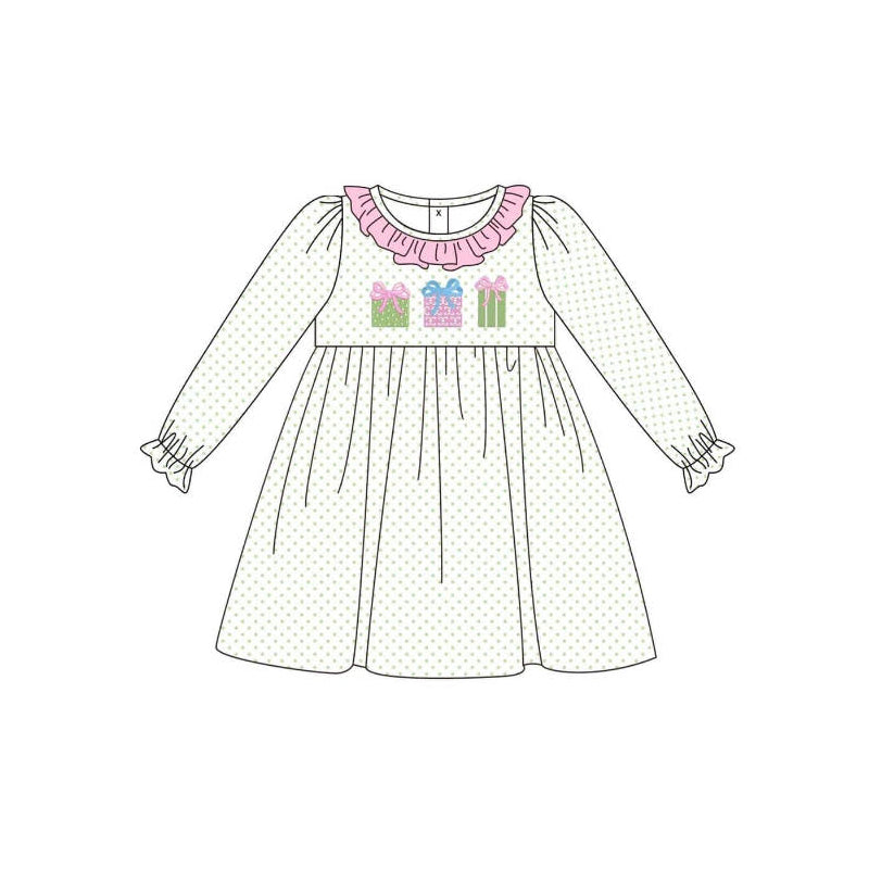 Pre-order Baby Girl Long Sleeves Gifts Dots Dress