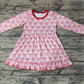 Baby Girl Long Sleeves Pink Bows Candy Cane Dress