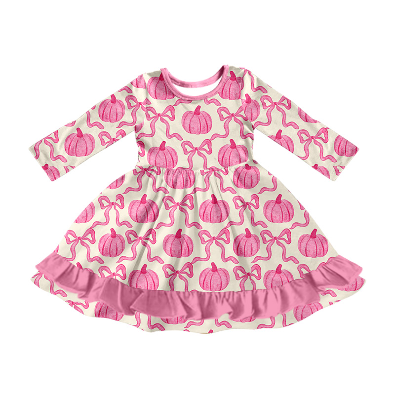 Pre-order Baby Girl Pumpkin Bows Pink Dress