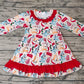 Baby Girl Long Sleeves Christmas Dogs Cake Ruffle Dress