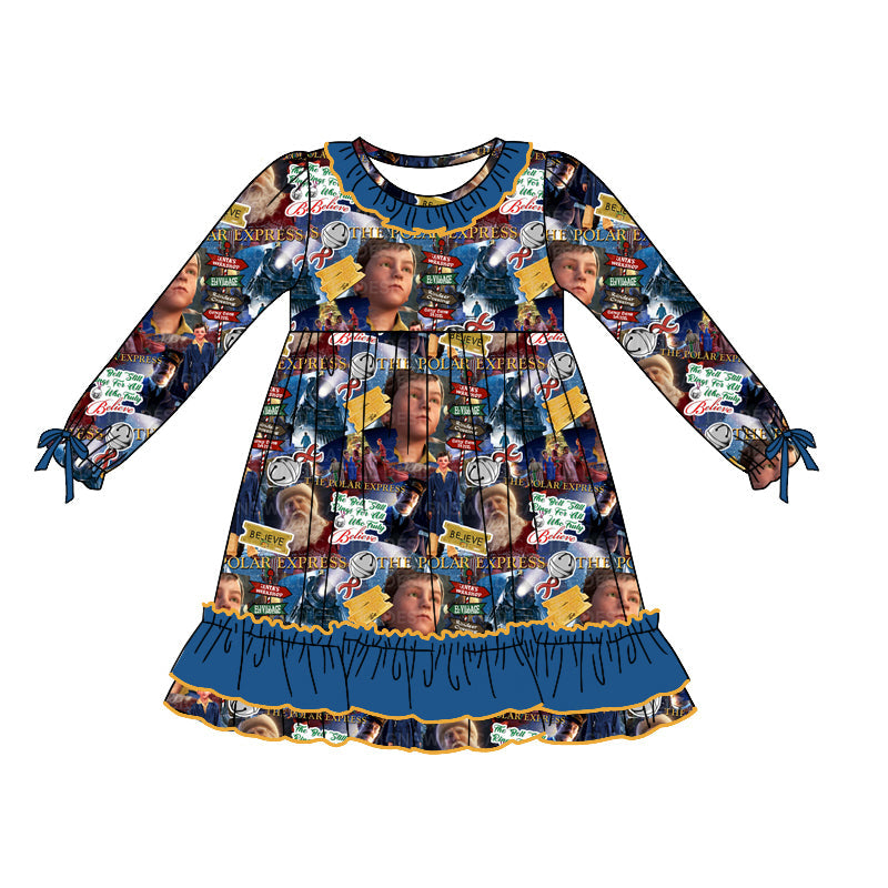 Pre-order Baby Girl Long Sleeves Christmas Train Dress
