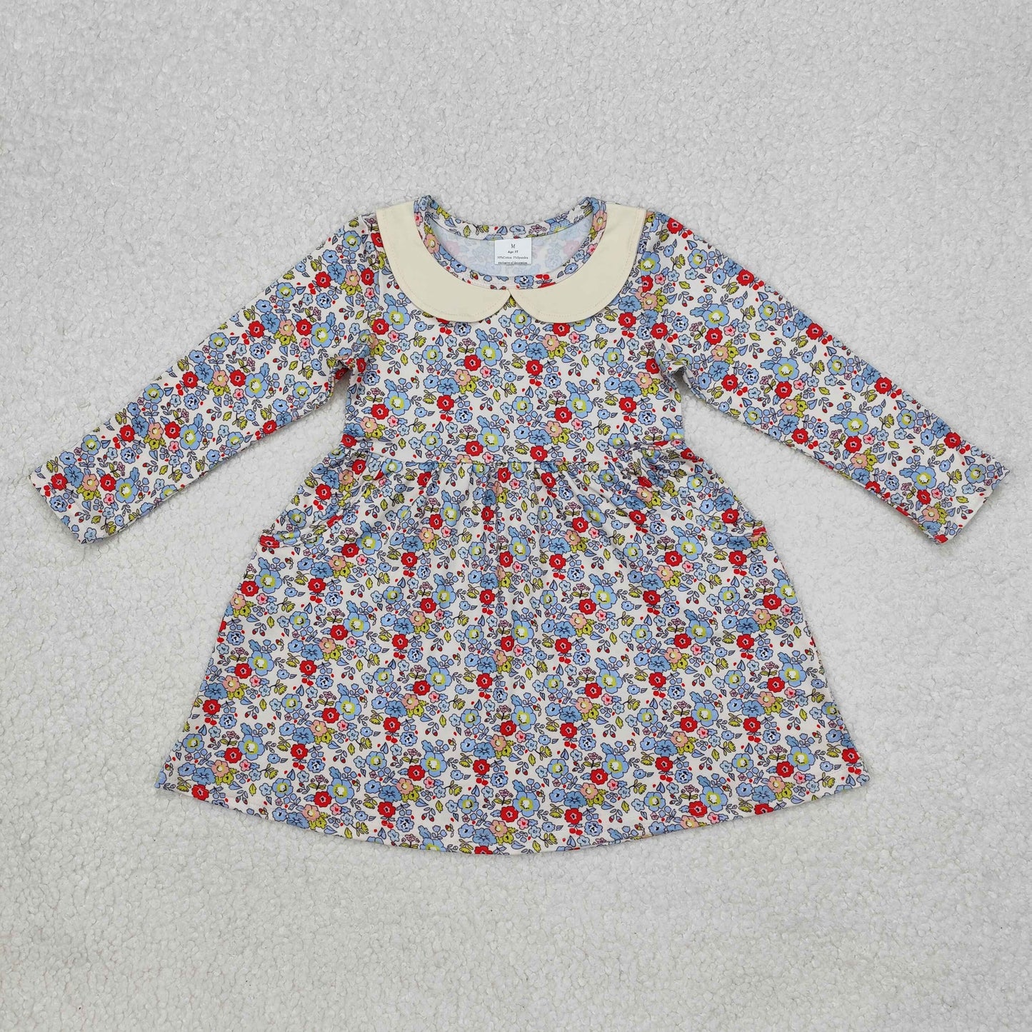 Sibling Baby Girls Kids Long Sleeves Flowers Knee Length Dresses RTS