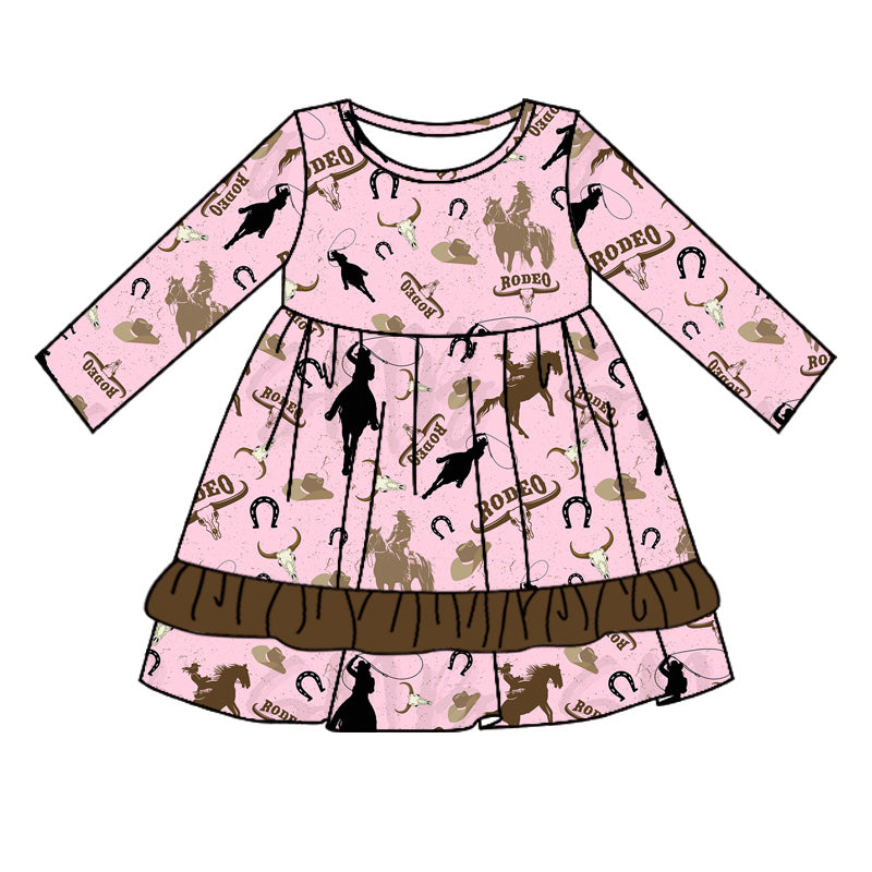 Pre-order Baby Girl Western Rodeo Cow Pink Dress