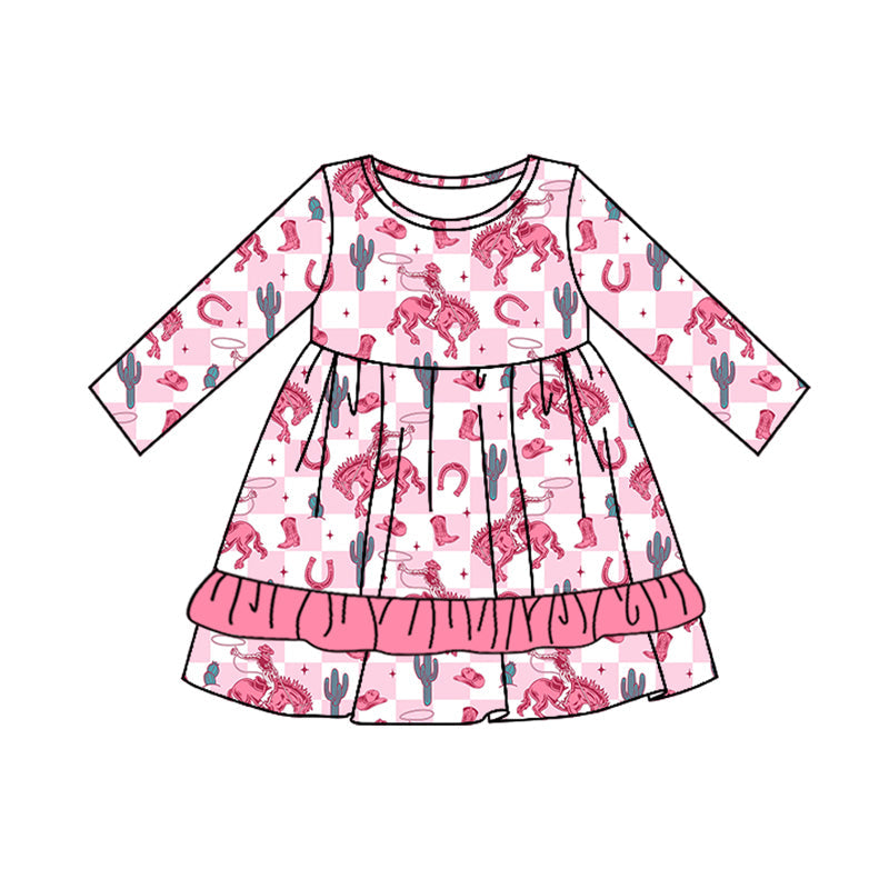 Pre-order Baby Girl Rodeo Pink Cactus Ruffle Dress