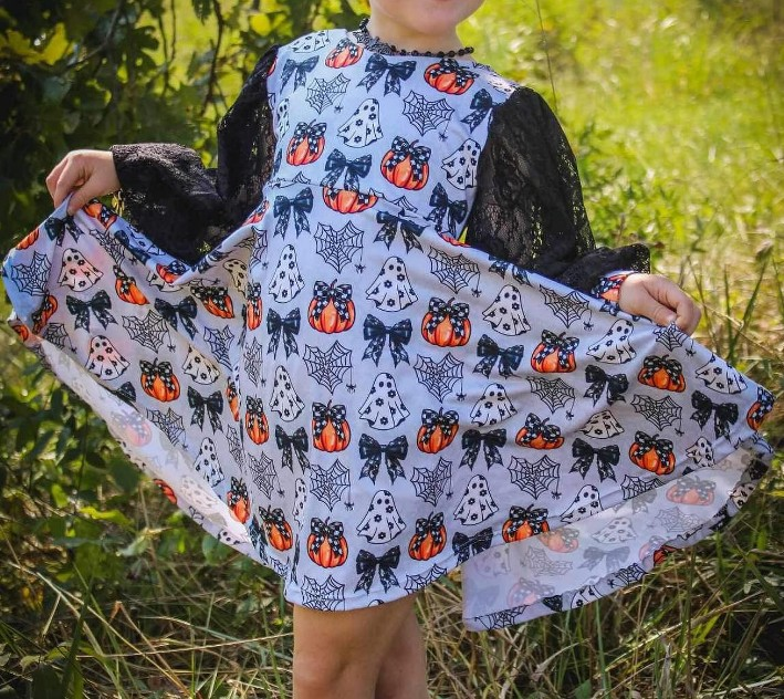 Pre-order Baby Girl Ghost Pumpkin Bows Dress