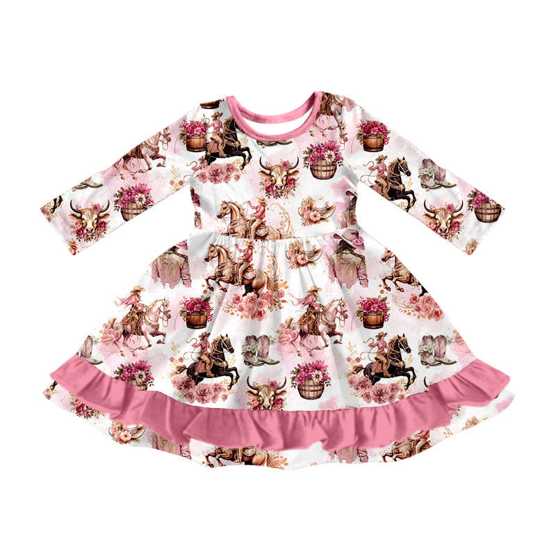 Pre-order Baby Girl Western Rodeo Ruffle Pink Dress