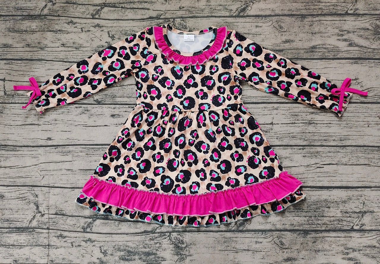 Baby Girl Long Sleeves Leopard Ruffle Dress