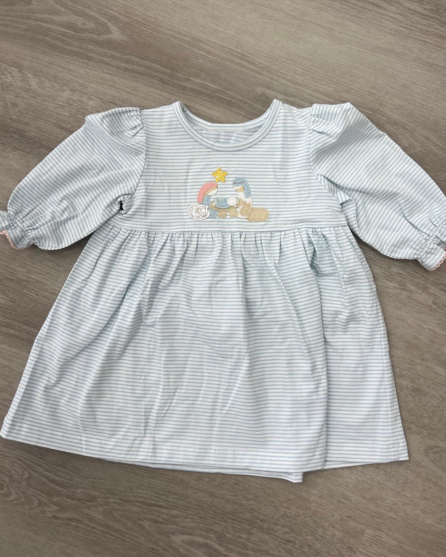Pre-order Baby Girl Christmas Nativity Stripes Dress