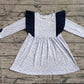 Baby Girl Long Sleeves Blue Flower Ruffle Dress