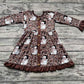 Baby Girl Long Sleeves Christmas Santa Buttons Camo Dress