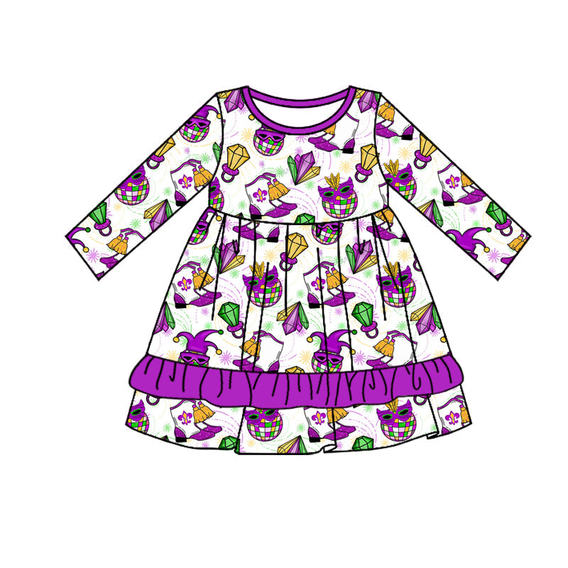 Pre-order Baby Girl Mardi Gras Disco Knee Length Dress
