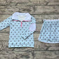 Pre-order Baby Girl Long Sleeves Floral Zipper Shirt Shorts Skirt Blue Set