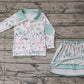 Baby Girl Long Sleeves Flower Pullover Shirt Skort Skirt Shorts Clothes Set