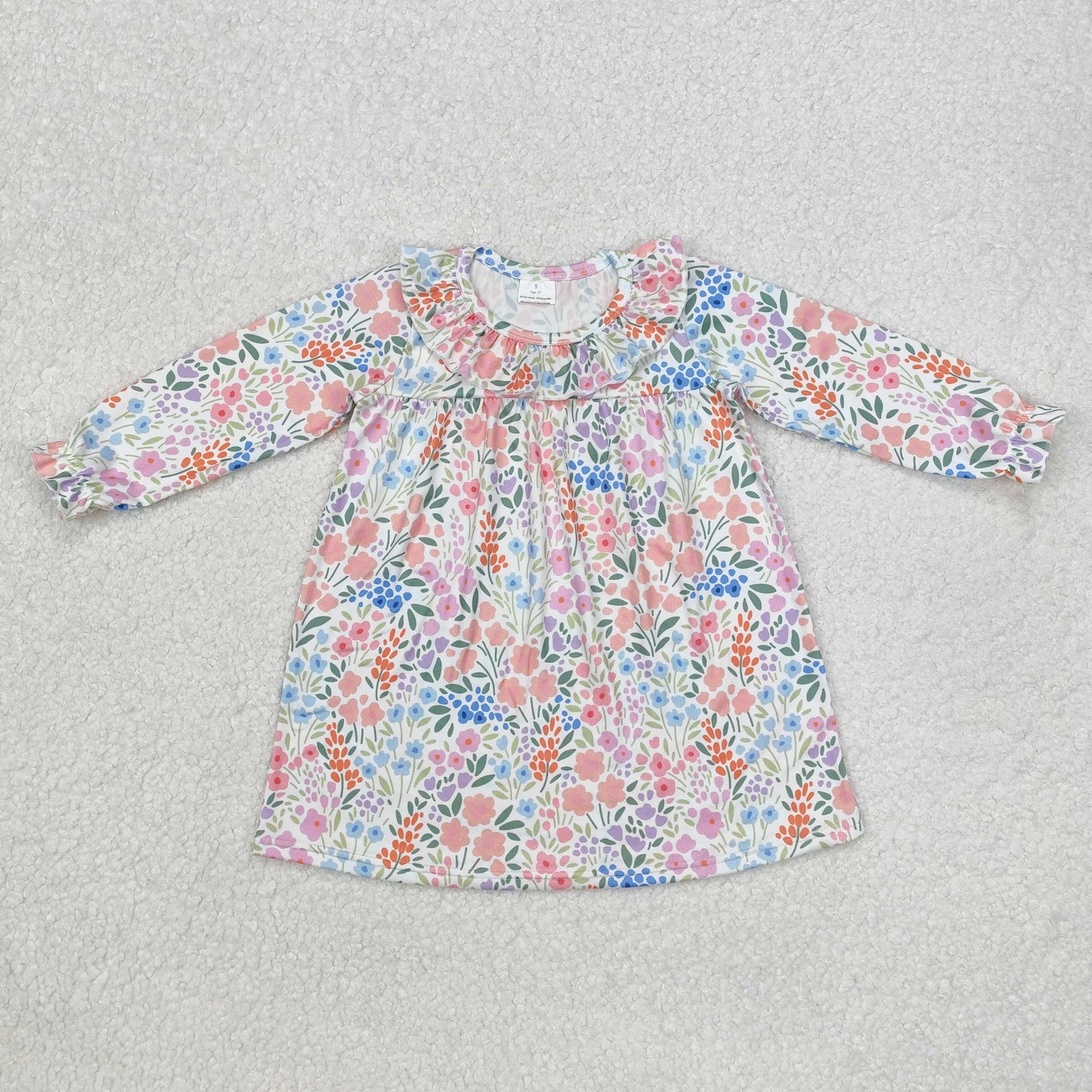 Sibling Baby Girls Kids Long Sleeves Flowers Knee Length Dresses RTS