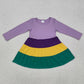 Sibling Baby Boys Girls Purple Yellow Green Mardi Gras Sibling Cotton Shirt Dress Clothes