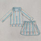 Baby Girl Long Sleeves Flower Bows Zip Shirt Skort Sibling Set RTS
