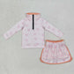 Baby Girl Long Sleeves Flower Bows Zip Shirt Skort Sibling Set RTS