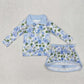 Baby Girl Long Sleeves Flower Bows Zip Shirt Skort Sibling Set RTS