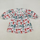 Girls Kids Long Sleeves Red Green Bows Sibling Christmas Knee Length Dress RTS