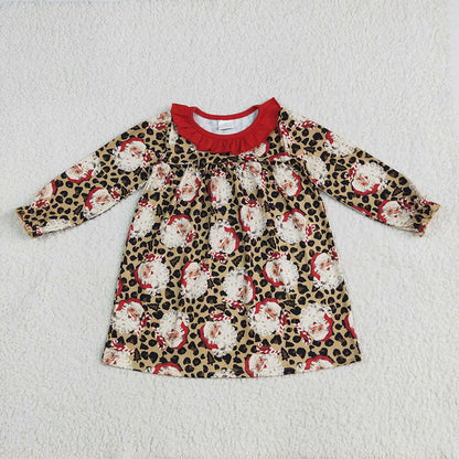 Baby Girl Long Sleeves Christmas Santa Leopard Sibling Romper Dress RTS