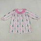 Baby Girl Long Sleeves Trees Bows Christmas Sibling Pink Romper Dress Set Clothes RTS
