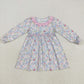 Sibling Baby Girls Kids Long Sleeves Flowers Knee Length Dresses RTS