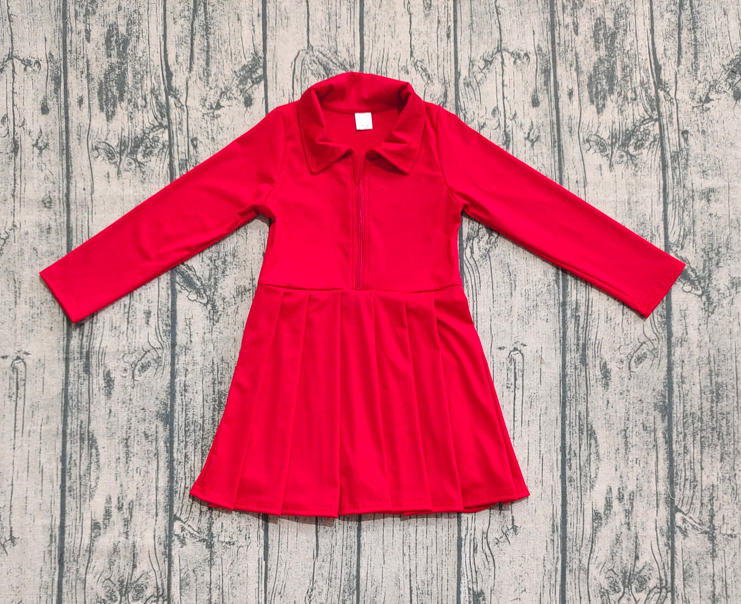 Baby Girl Long Sleeves Zipper Knee Length Yoga Active Red Dress RTS