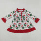Sibling Baby Girls Kids Long Sleeves Green Face Christmas Ruffle Knee Length Dresses RTS