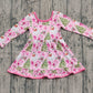 Baby Girl Pink Long Sleeves Santa Tree Christmas Knee Length Dress RTS