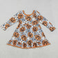Boys Girls Toddler Long Sleeves Pumpkins Candy Corn Sibling Halloween Romper Dress RTS