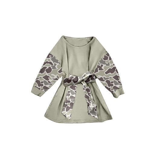 ( Moq 5 ) Preorder Girls Kids Camo Long Sleeves Knee Length Dress