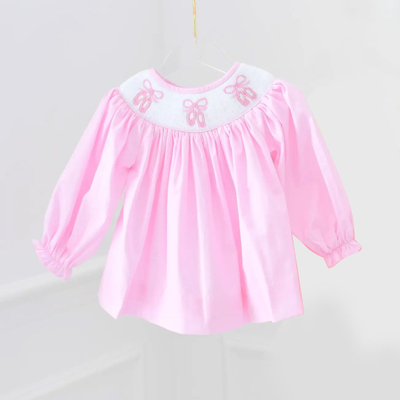 ( Moq 5 ) Preorder Girls Kids Long Sleeves Shoes Pink Knee Length Dress