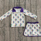 Baby Girls Kids Zipper Tops Anchors Shorts Skirt Skort Mardi Gras Yoga Active Set