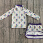 Baby Girls Kids Zipper Tops Anchors Shorts Skirt Skort Mardi Gras Yoga Active Set