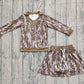Baby Girls KIds Camo Long Sleeves Shirt Skirt Shorts Clothes Set RTS