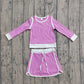 Baby Girls Kids Purple Long Sleeve Shirt Skirts Shorts Yoga Clothes Set RTS