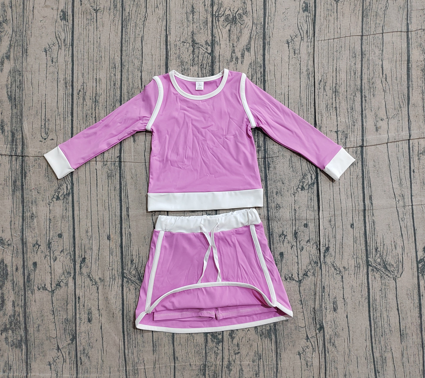 Baby Girls Kids Purple Long Sleeve Shirt Skirts Shorts Yoga Clothes Set RTS