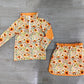 ( No moq ) Baby Girls Kids Long Sleeve Flower Zipper Shirt Skirt Shorts Set Fall Clothes