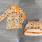 ( No moq ) Baby Girls Kids Long Sleeve Flower Zipper Shirt Skirt Shorts Set Fall Clothes